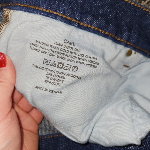 Ann Taylor Cargo Wide Leg Trouser High Rise Jeans,Darkwash Stretch Women Sz 16 - Picture 2 of 8